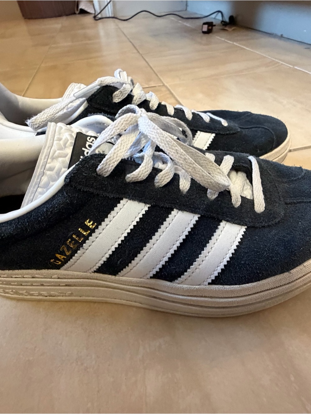 adidas Kids Gazelle Suede Sneakers in Black and White